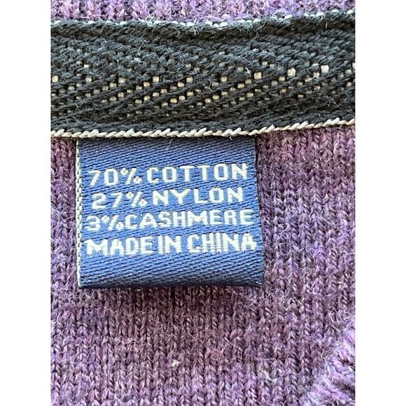 Nat Nast Luxury Mens L Purple American Fit Cashmere Blend Sweater V Neck FLAW - Picture 6 of 12